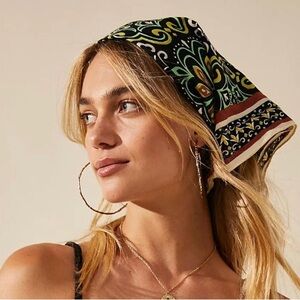 Free People Set of Two Mod Mosaic Print Bandana Scarf NWOT One Size 29x29